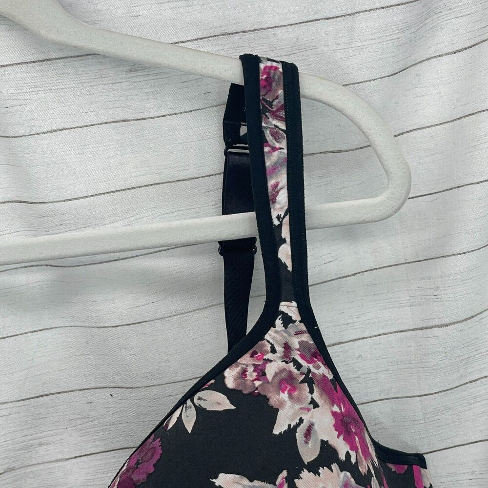 Cacique Women Bra Size 40H Black Floral Print Lightly Lined Balconette Underwire - Picture 4 of 8